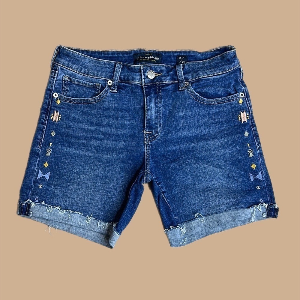 Lucky Brand Women’s The Roll Up Mid-Rise Blue Denim Shorts Size 2/26